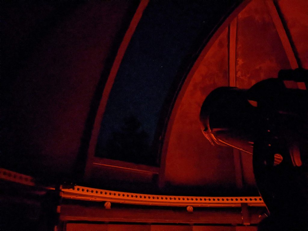 telescope dome lit in red